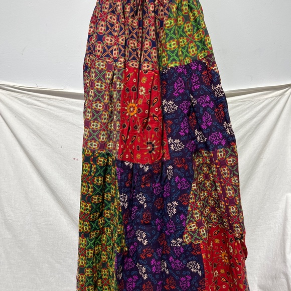 Boho Patchwork Skirt * Long Gypsy Hippie Tiered in 100% Silky Rayon * Maxi Full - Picture 3 of 6